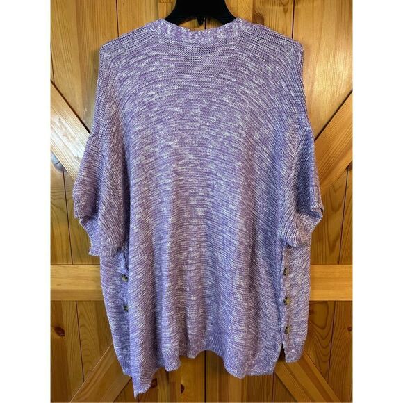 Lane Bryant Lavender White Button Chunky Knit Short Sleeve Cardigan Sweater 26/2 - Picture 7 of 7